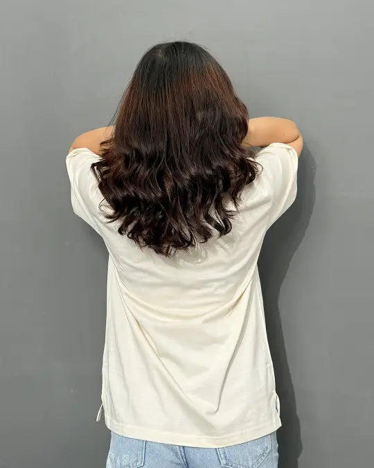 Pearl Plain V-Neck Oversize T-Shirt - Shop Printed T shirt for Women Online In India | LoveDky