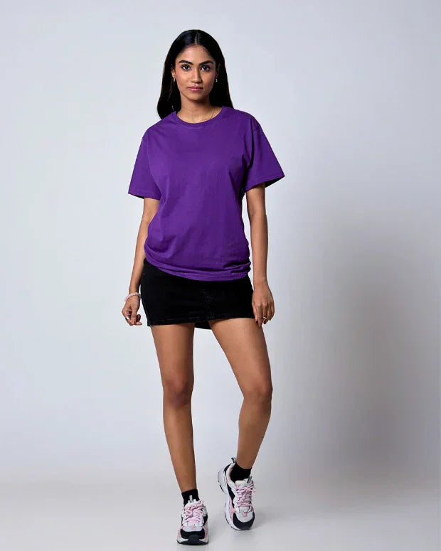 Purple Plain T-Shirt - Shop Printed T shirt for Women Online In India | LoveDky