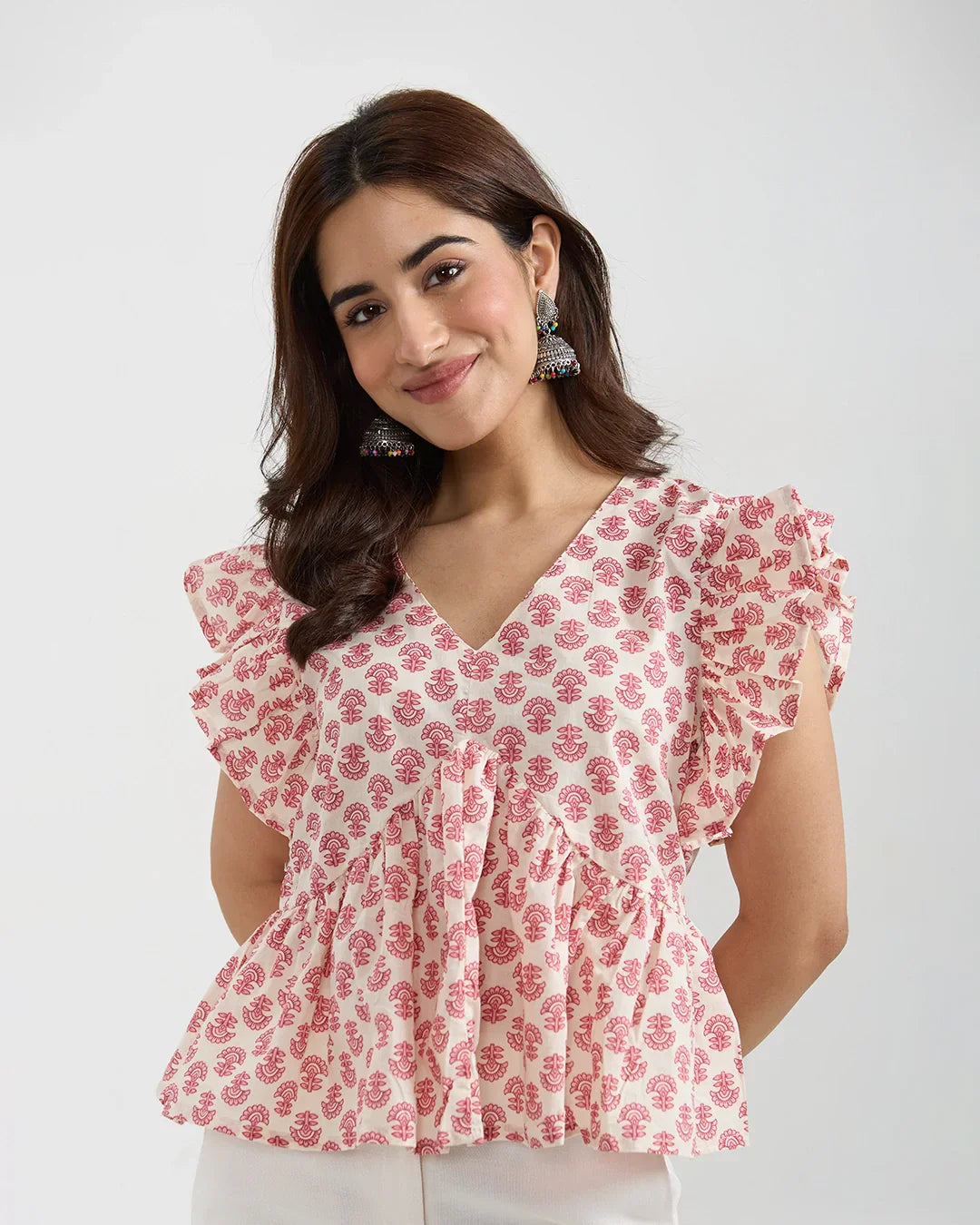 White Cherry Peplum Top for Women Online In India | Dky