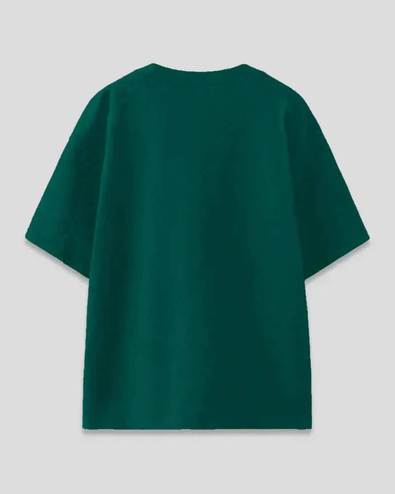 You Are Enough Oversized T-Shirt – deep green, oversized fit, T-Shirt with plain design, 100% pure fabric, flat lay
