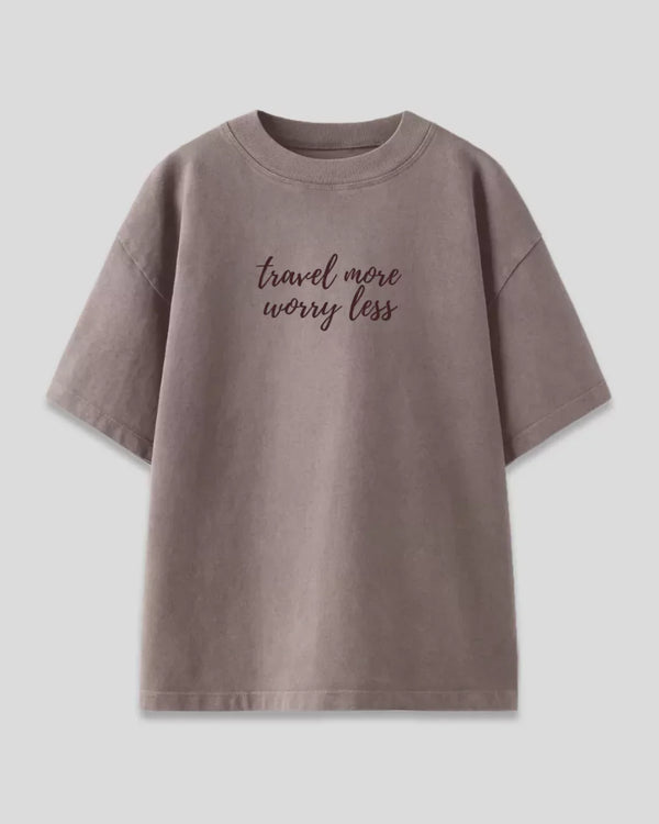 Travel More Worry Less Oversized T-Shirt - Shop Printed T shirt for Women Online In India | LoveDky