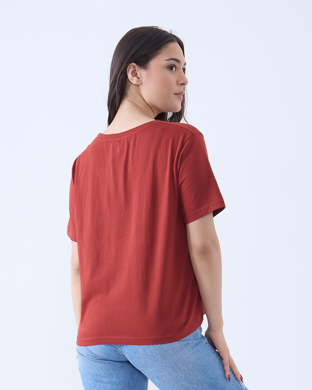 Brick Plain Boxy T-Shirt