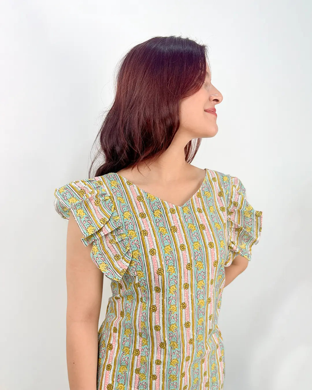 White Laila Ruffle Short Kurti