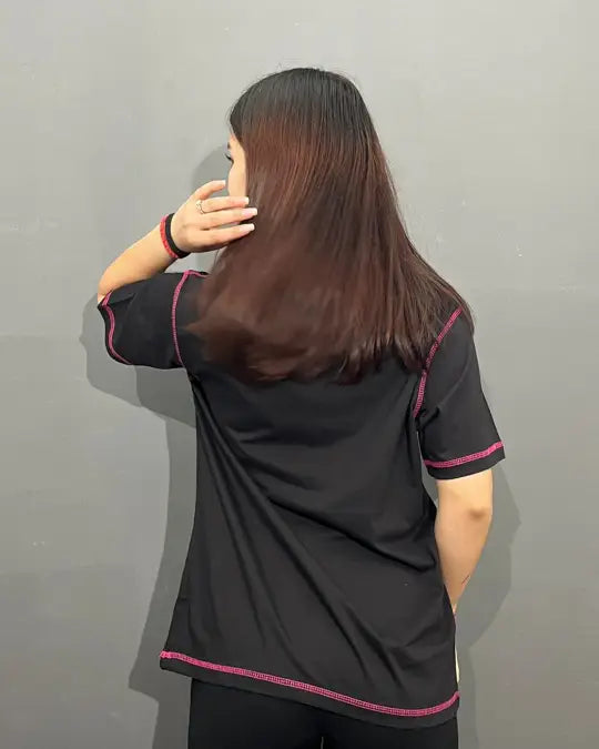 Reverse Weave Black Plain T-Shirt