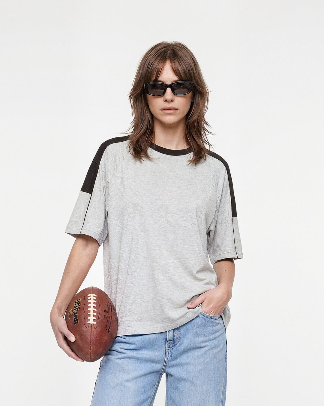 Grey Downtown Plain Oversize T-Shirt