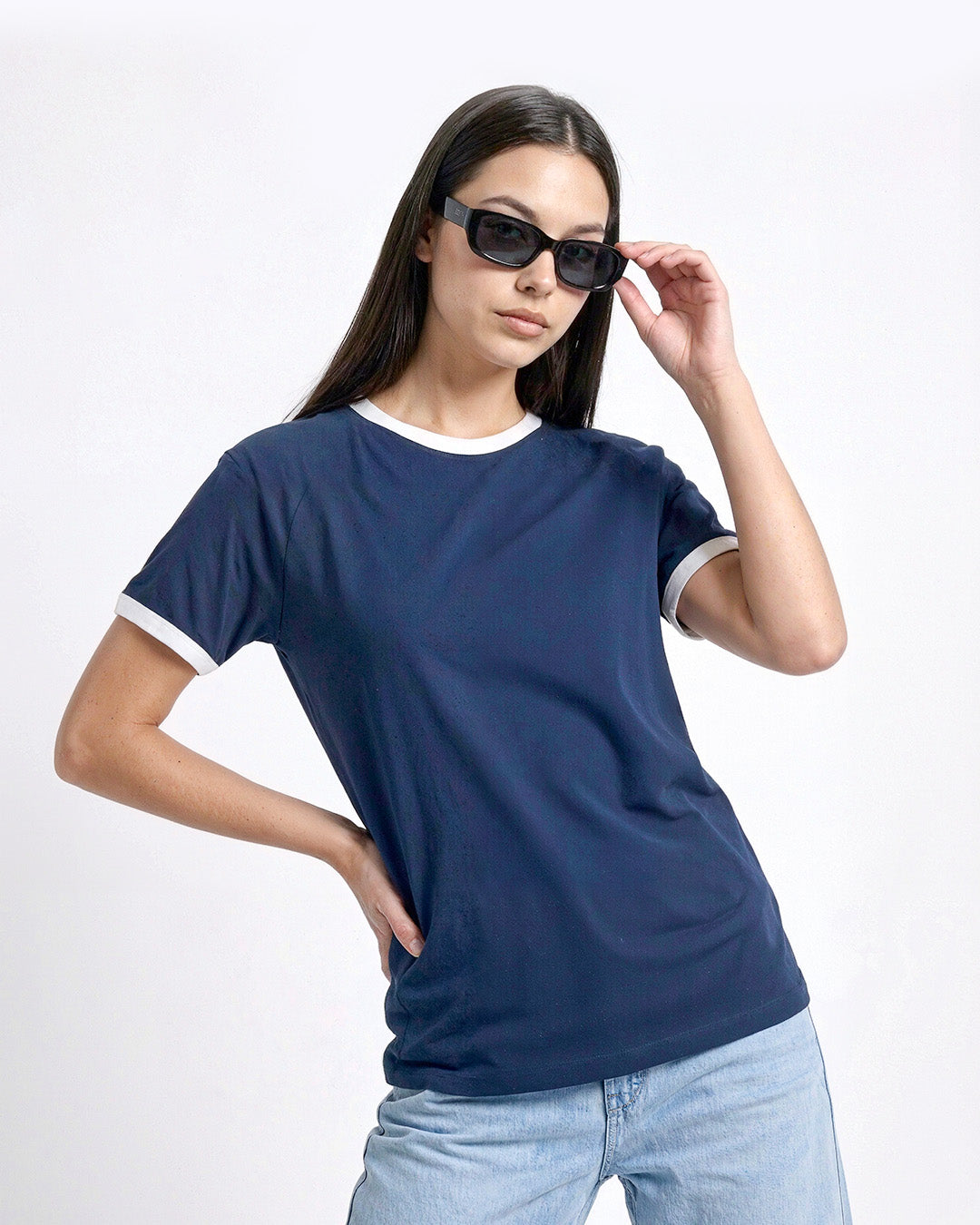 Tap Out T-Shirt - Navy Blue & Off White
