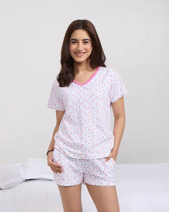 Berry Pop Cotton Shorts Set