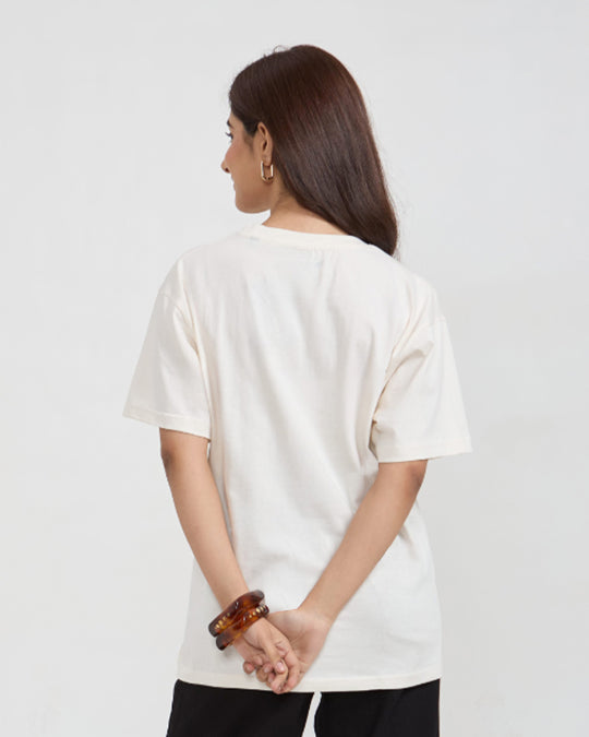 RB Cream Plain Oversized T-Shirt