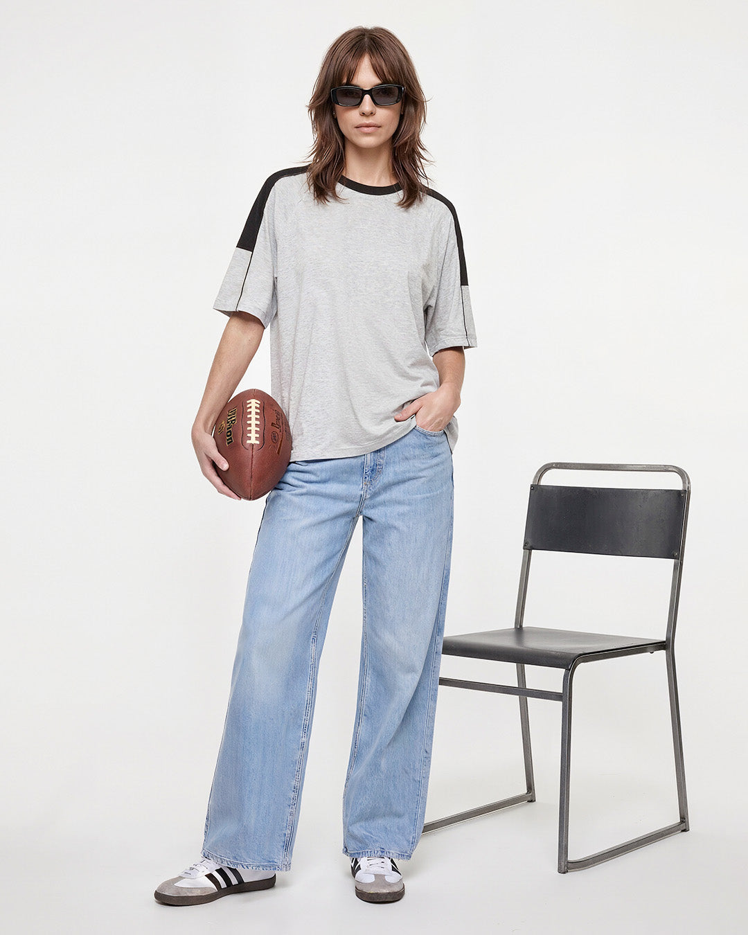Grey Downtown Plain Oversize T-Shirt