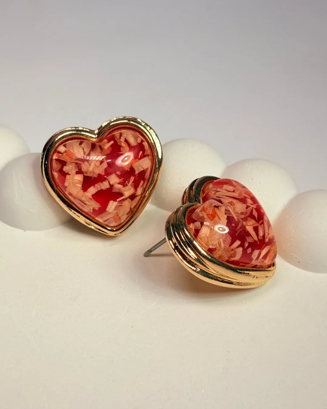 Red Heart Confetti Studs