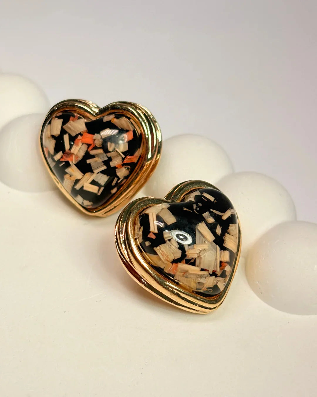 Midnight Heart Confetti Studs