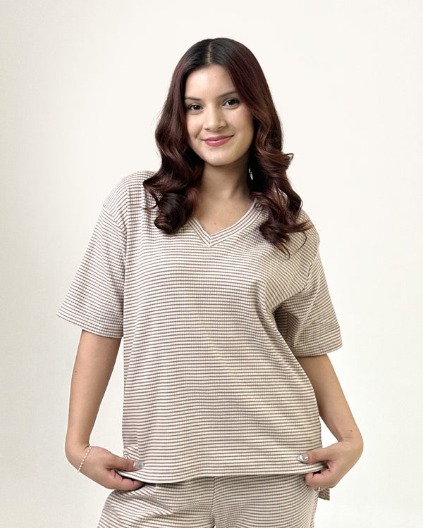 Brown Ribbed Co-Ord Set