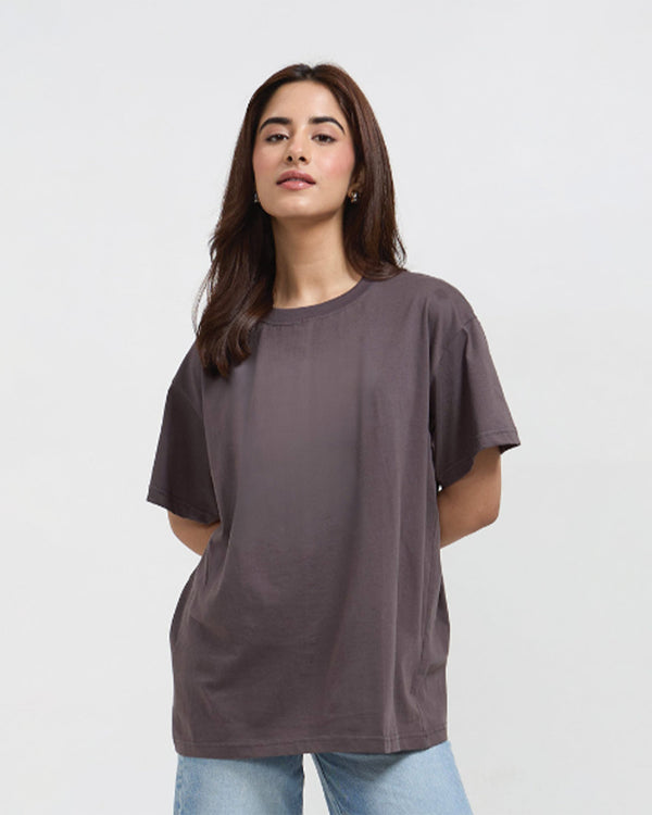 Dark Grey Plain Oversized T-Shirt