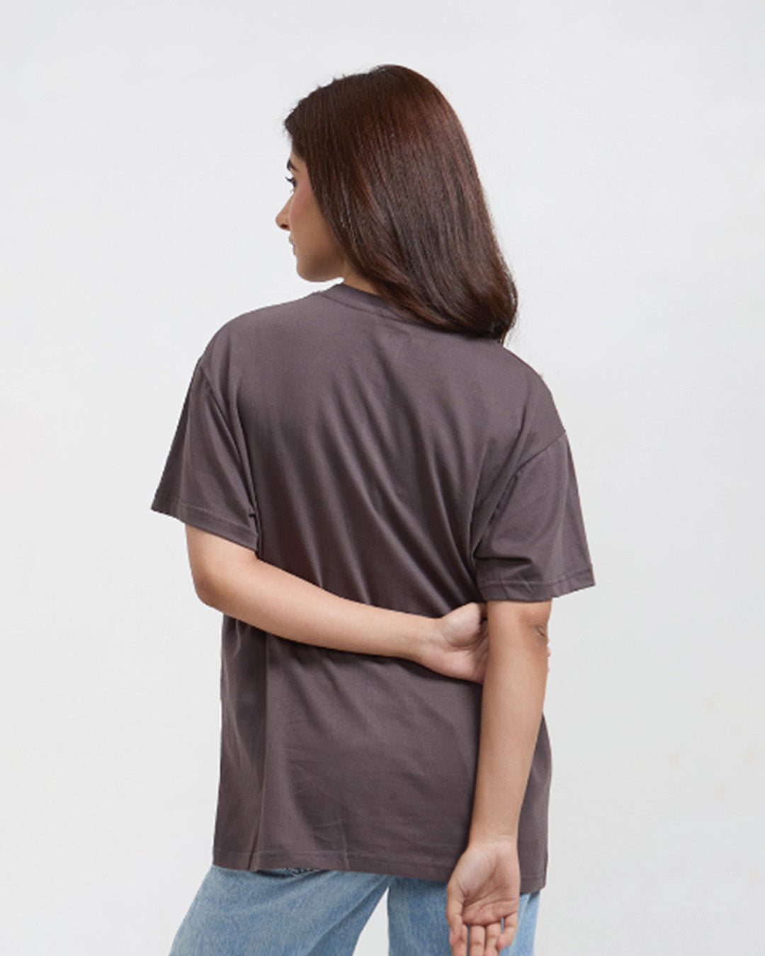 Dark Grey Plain Oversized T-Shirt