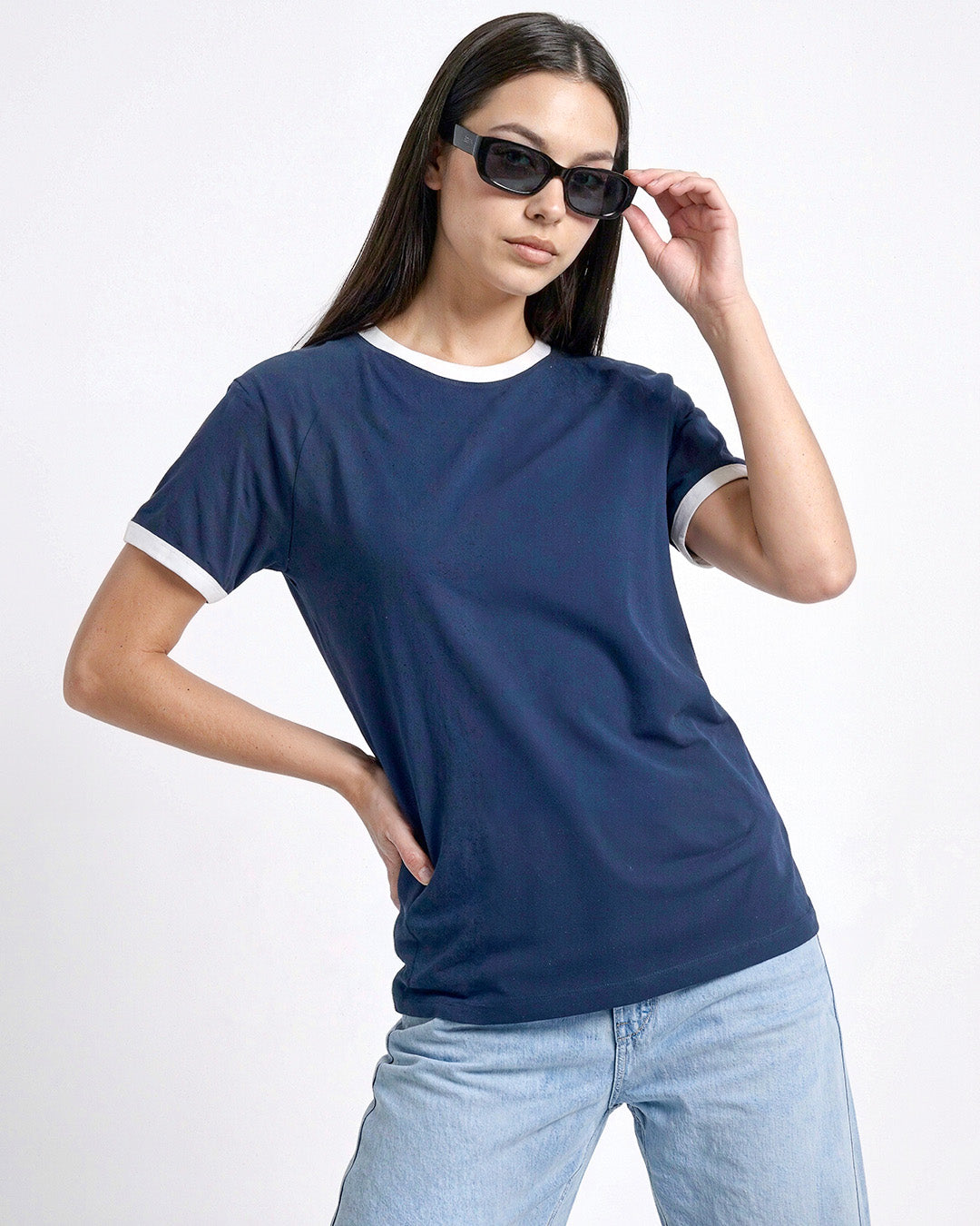 Tap Out T-Shirt - Navy Blue & Off White