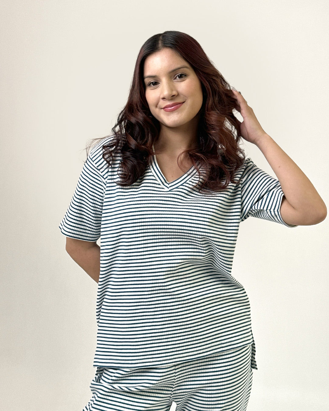 Teal Blue Ribbed Co-Ord Set