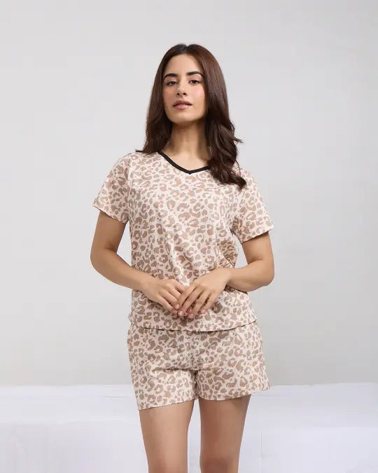 Lazy Leopard Cotton Shorts Set