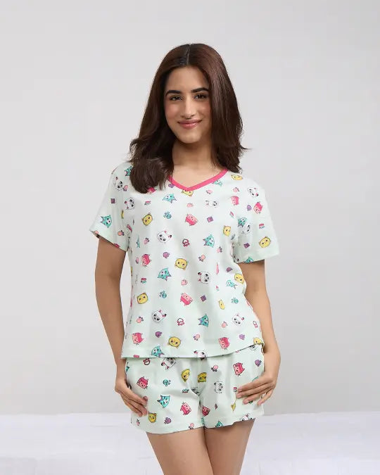 Kitty Cotton Shorts Set