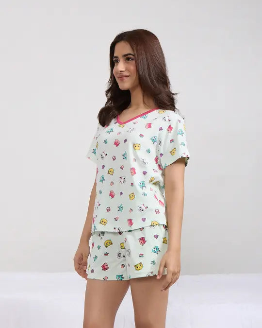 Kitty Cotton Shorts Set