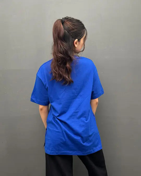 RB Royal Blue Plain V-Neck Oversize T-Shirt