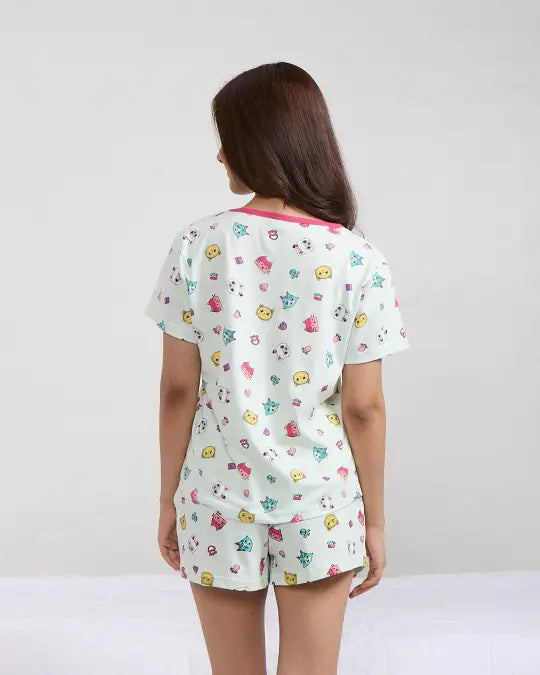 Kitty Cotton Shorts Set