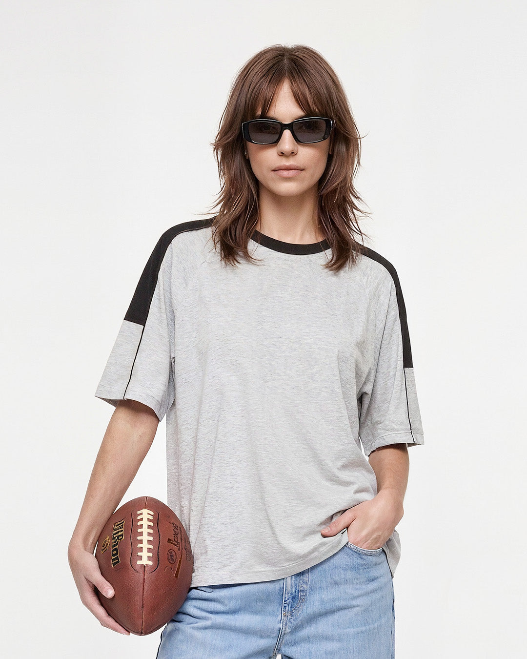 Grey Downtown Plain Oversize T-Shirt