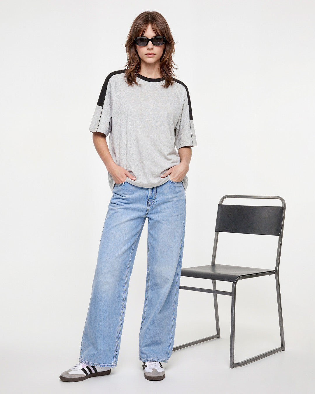 Grey Downtown Plain Oversize T-Shirt