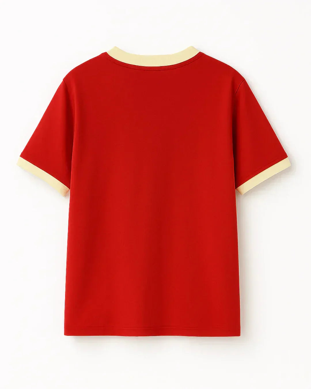 1963 Tap-Out V-Neck Oversize T-Shirt – red oversized tee with cream collar and sleeve cuffs