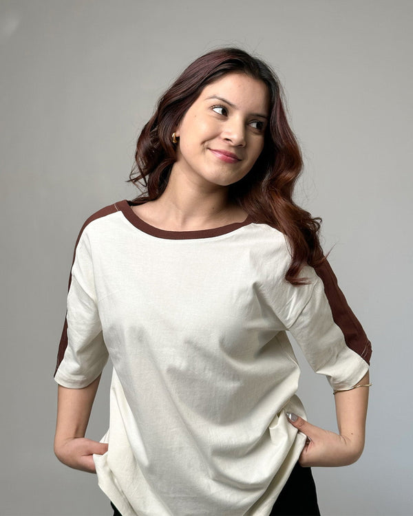 Off White Sage Oversized T-shirt for Women Online In India | Dky