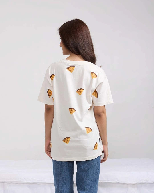 Waffle V-Neck Oversized T-Shirt