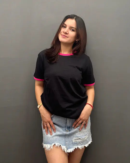 Tap Out T-Shirt - Black & Hot Pink