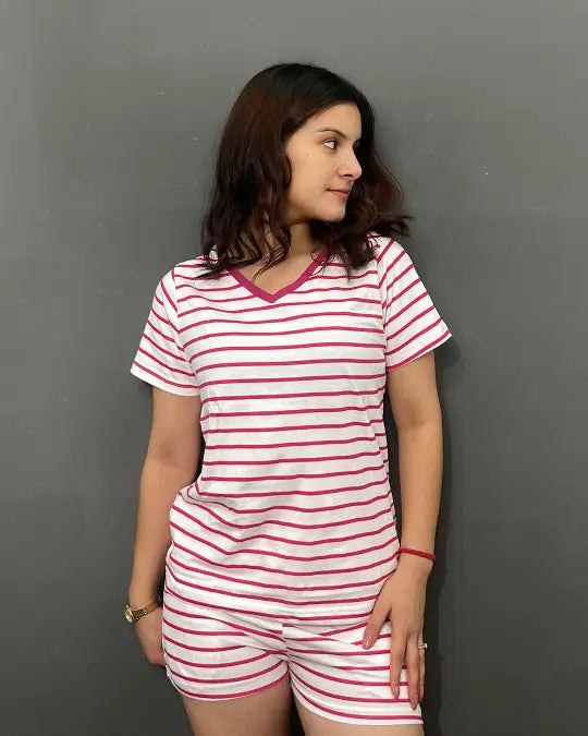 Candy Cane Cotton Shorts Set