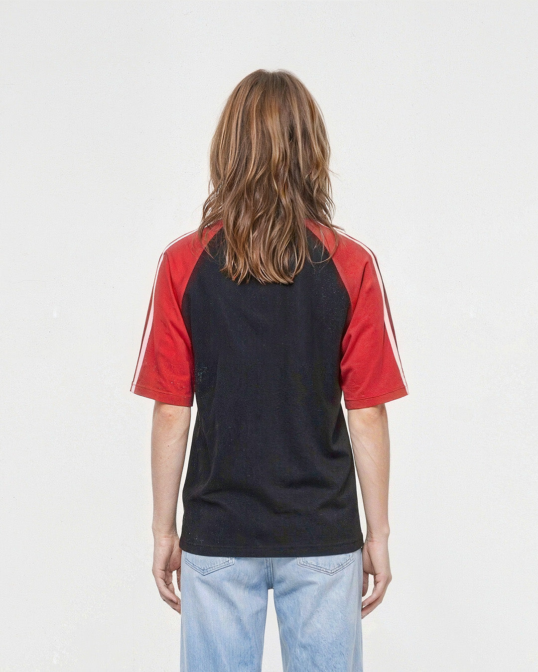 Black-Red Curve Plain T-Shirt
