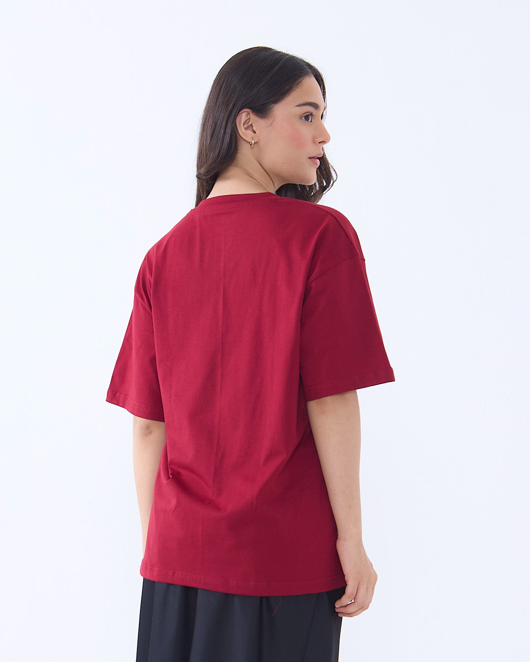 Ruby Plain V-Neck Oversize T-Shirt