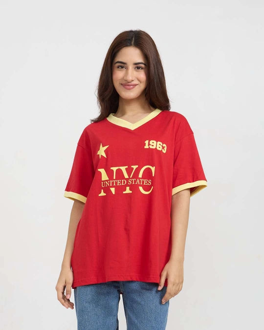 1963 Tap-Out V-Neck Oversize T-Shirt