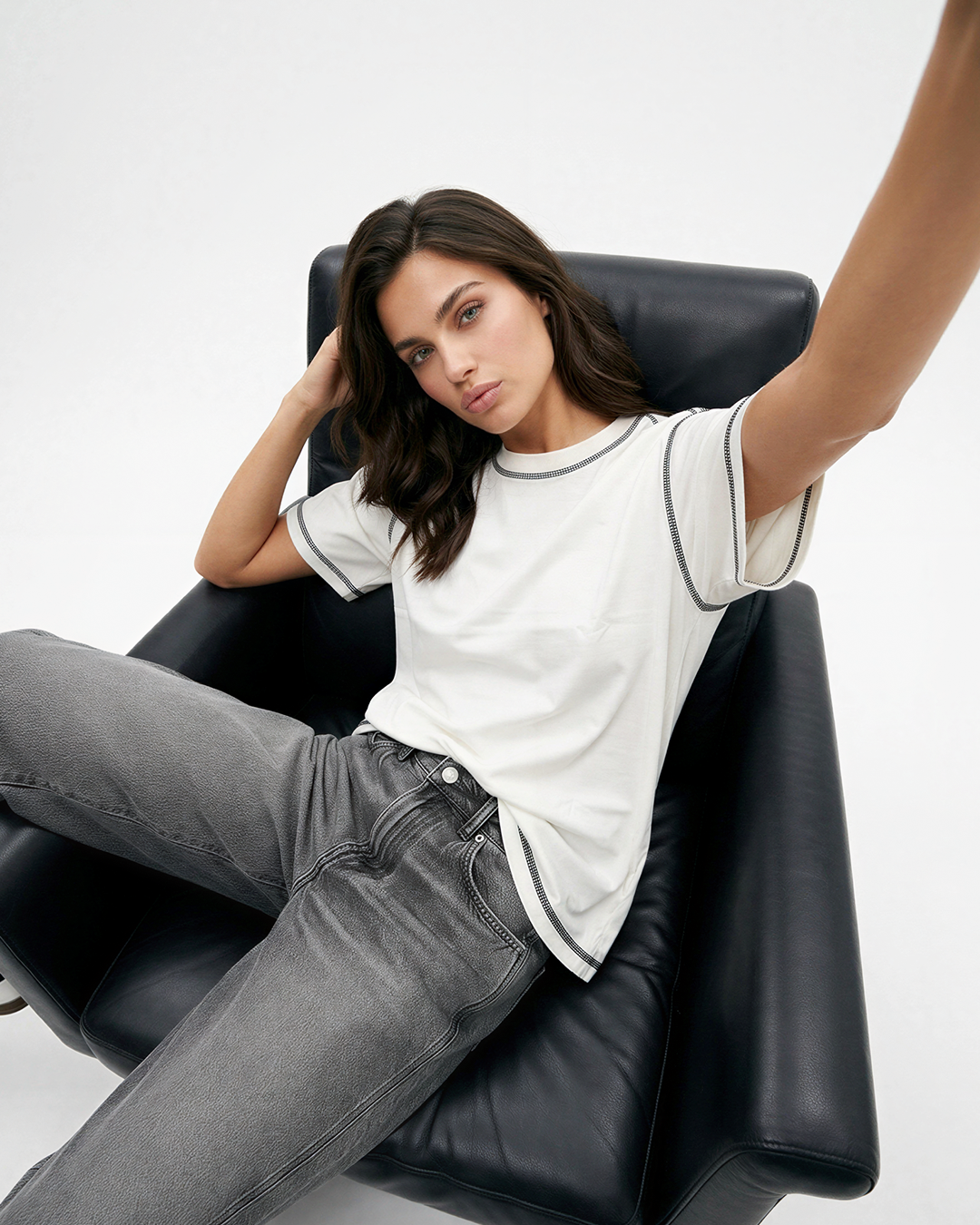 Pearl Reverse Weave Plain Oversized T-Shirt