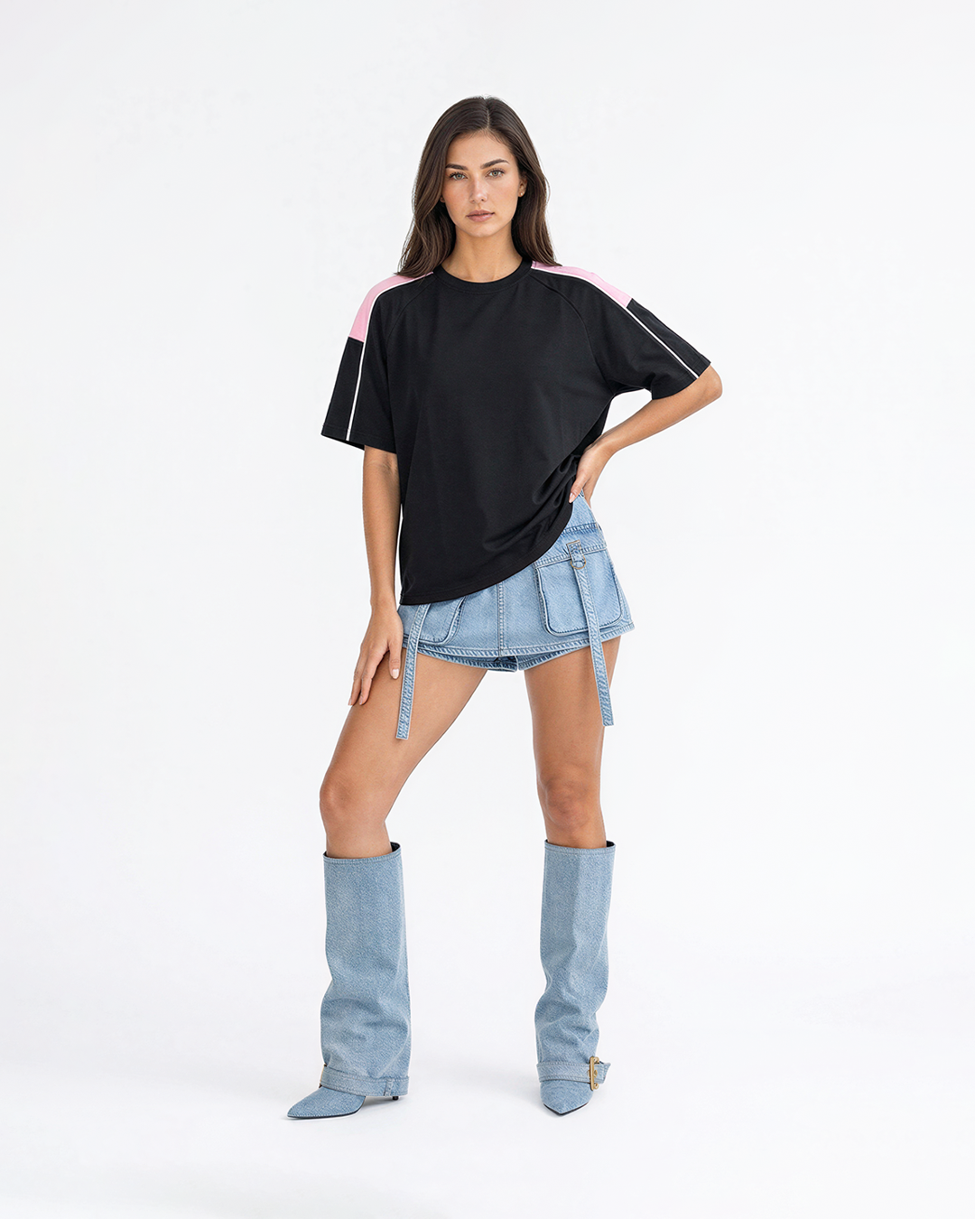 Black Downtown Plain Oversized T-Shirt