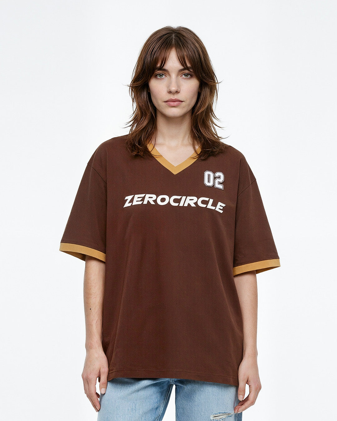 Zerocircle Tap-Out V-Neck Oversize T-Shirt