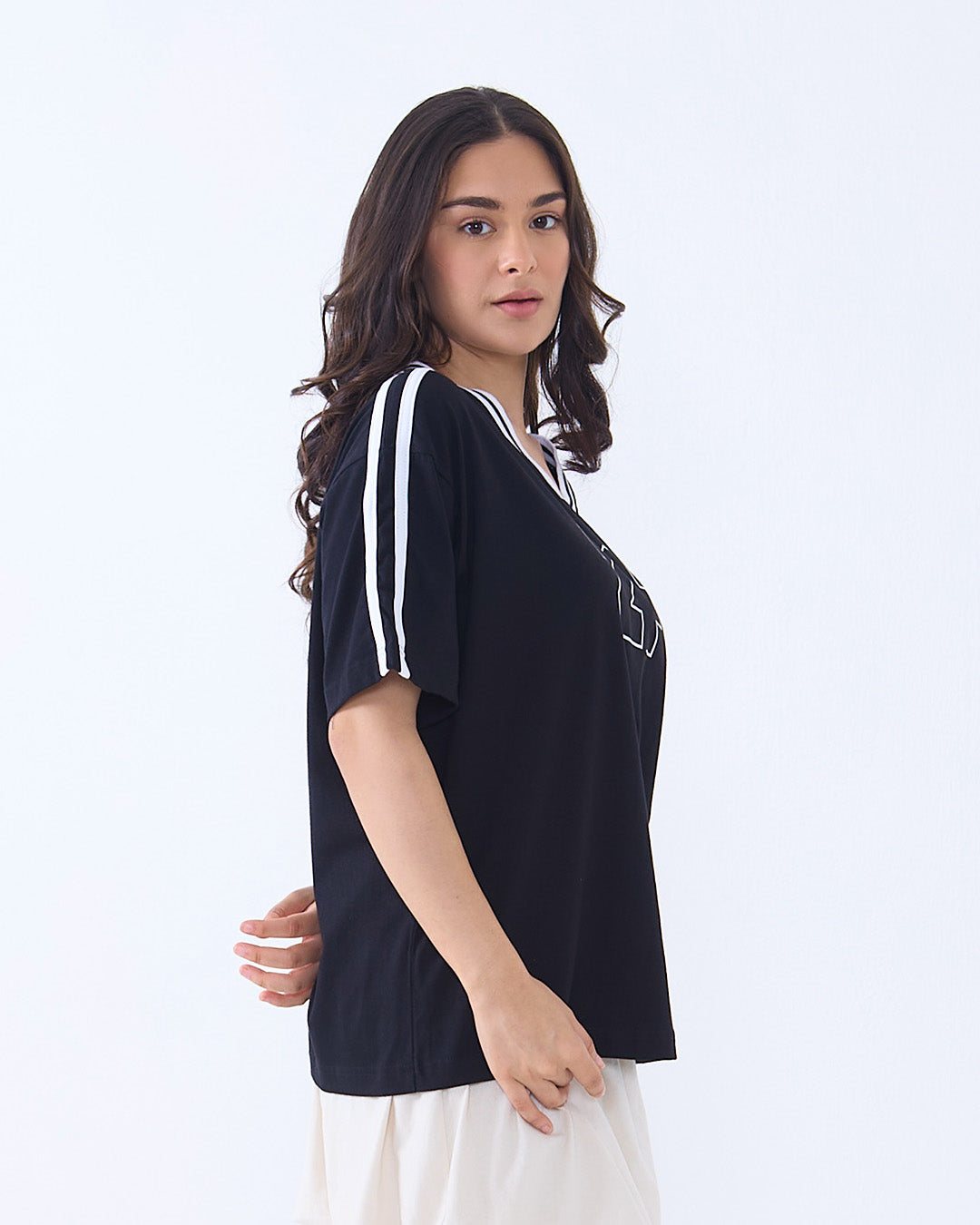 24 Jersey V-Neck Oversize T-Shirt