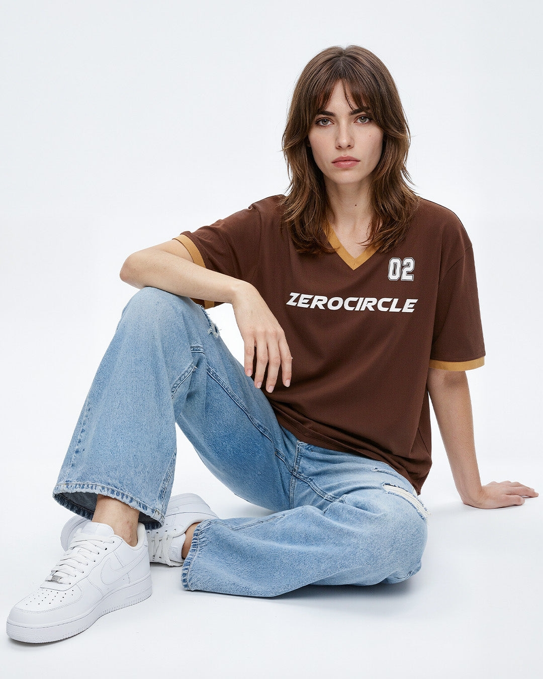 Zerocircle Tap-Out V-Neck Oversize T-Shirt