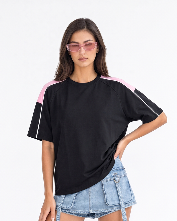 Black Downtown Plain Oversized T-Shirt