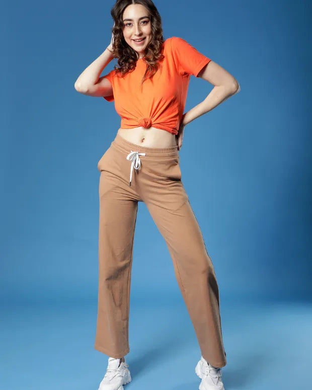 Brown Flared Track Pant