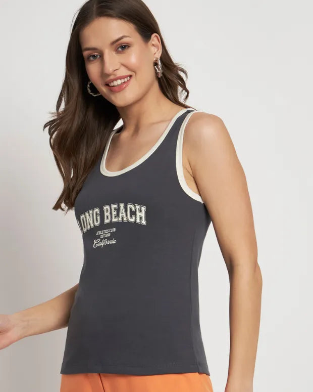 Long Beach Grey & White Tank Top