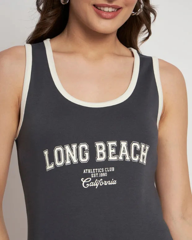 Long Beach Grey & White Tank Top