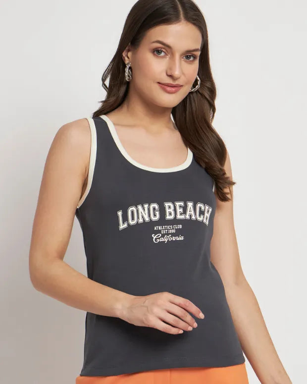 Long Beach Grey & White Tank Top