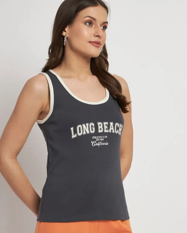 Long Beach Grey & White Tank Top