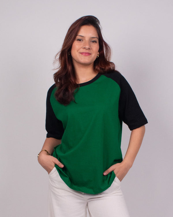Green Raglan Plain Oversize T-Shirt