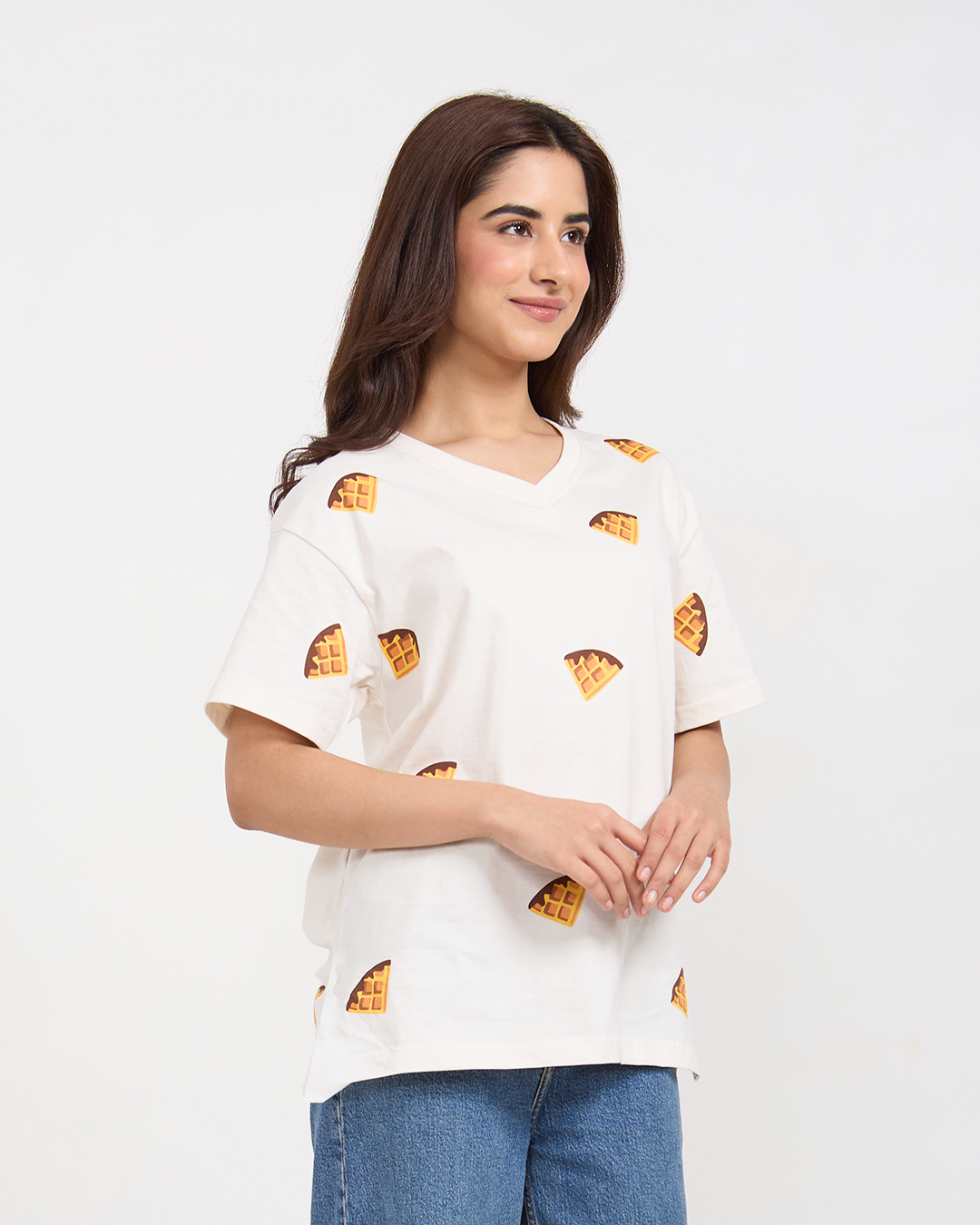 Waffy V-Neck Oversized T-Shirt