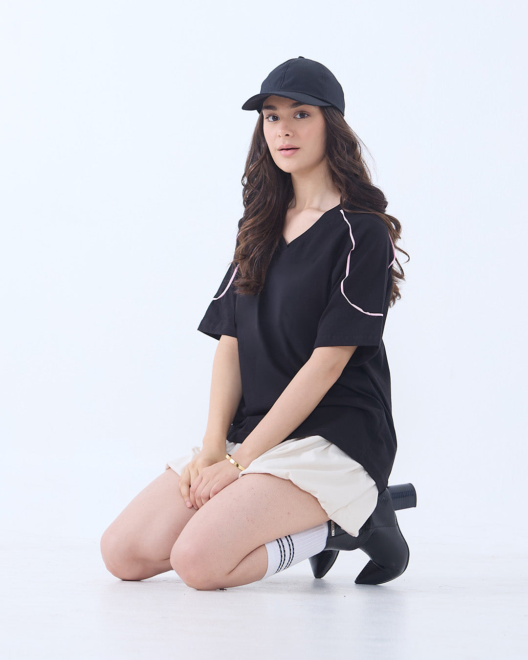 Black Varsity Plain Oversize T-Shirt
