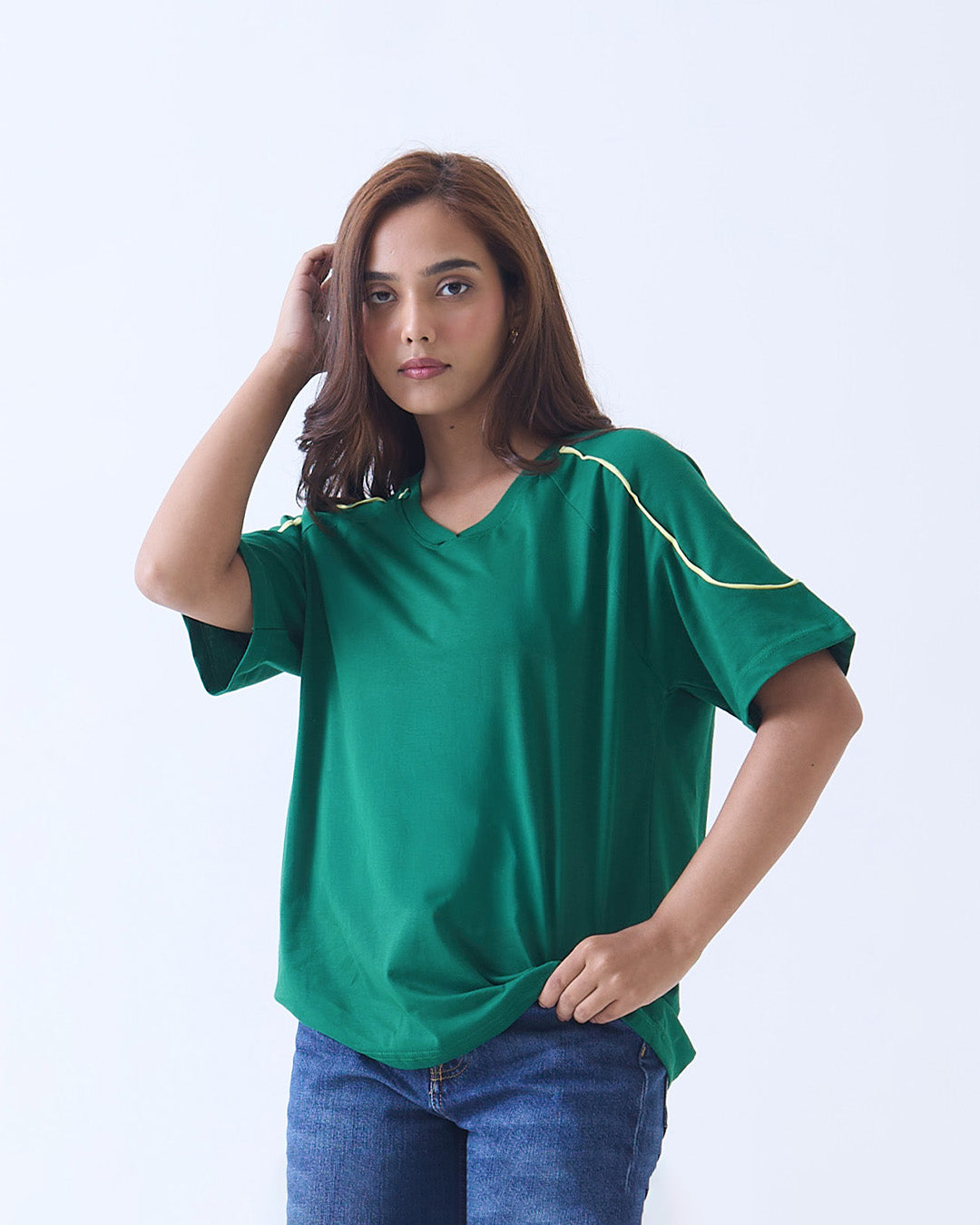 Green Varsity Plain Oversize T-Shirt